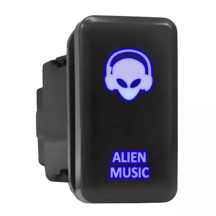 ALIEN LIGHTS - Tall Push Switch with Backlit Symbol Compatible with Toyota ON-OFF with Connector Wire Kit - Size 0.83 x 1.54 x 2.3 inches