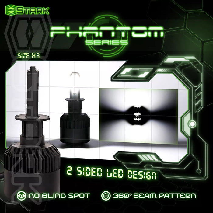 Stark Industries Phantom Series LED Headlights Conversion Kit - White 6000K - Fog Light Bulbs - H10 / 9140 / 9145
