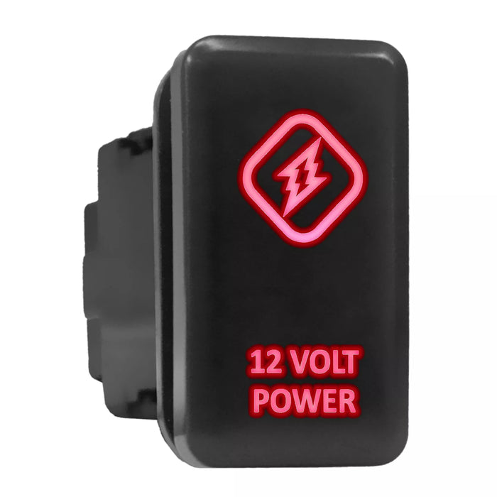 12 VOLT POWER - Tall Push Switch with Backlit Symbol Compatible with Toyota ON-OFF with Connector Wire Kit - Size 0.83 x 1.54 x 2.3 inches