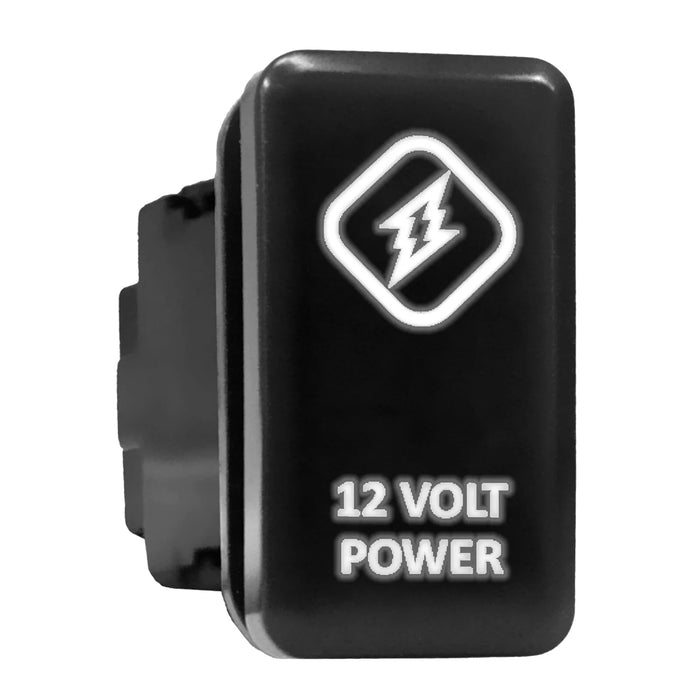 12 VOLT POWER - Tall Push Switch with Backlit Symbol Compatible with Toyota ON-OFF with Connector Wire Kit - Size 0.83 x 1.54 x 2.3 inches