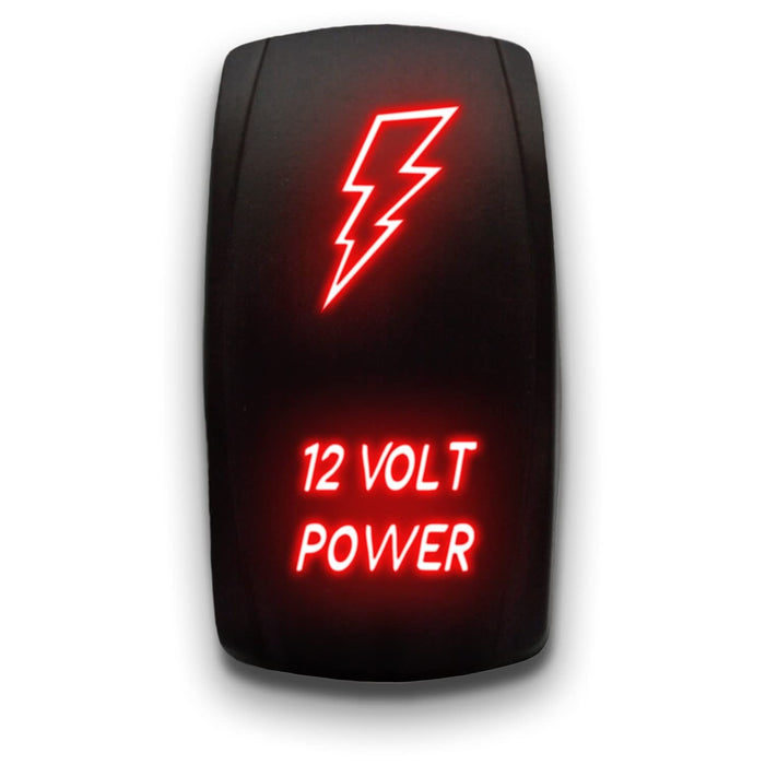 12 VOLT POWER - Laser Etched 5-Pin Single Pole Single Throw Vertical Rocker Switch ON-OFF SPST Toggle Switch 20A 12V