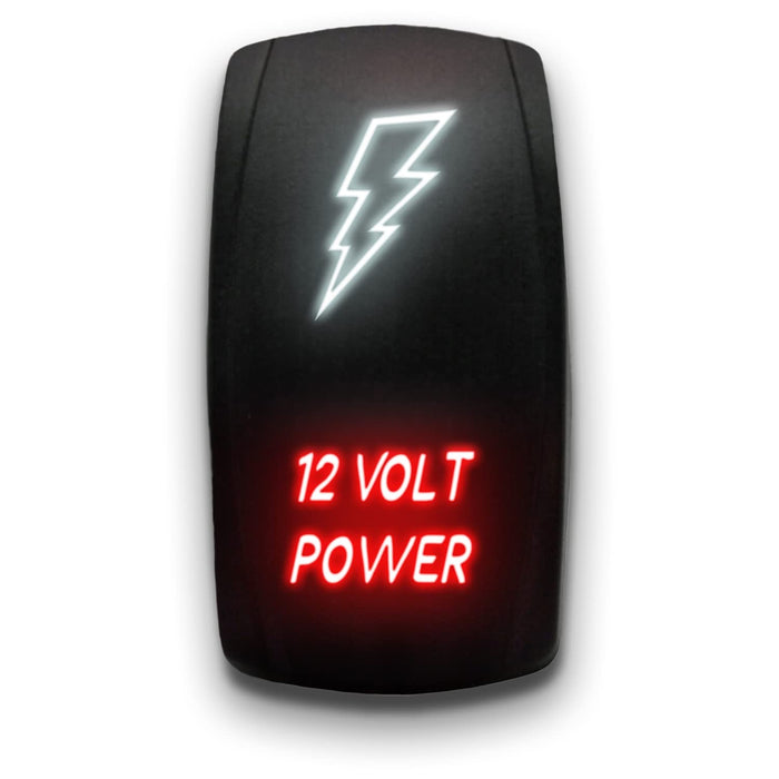 12 VOLT POWER - Laser Etched 5-Pin Single Pole Single Throw Vertical Rocker Switch ON-OFF SPST Toggle Switch 20A 12V