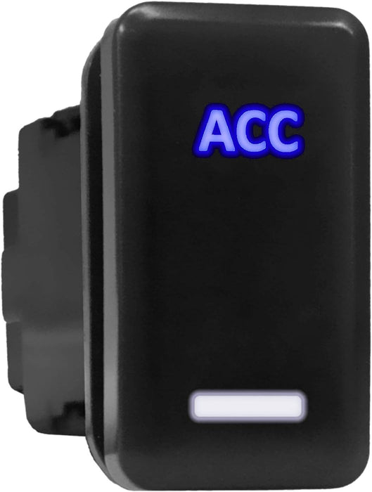 ACC - Tall Push Switch with Backlit Symbol Compatible with Toyota ON-OFF with Connector Wire Kit - Size 0.83 x 1.54 x 2.3 inches