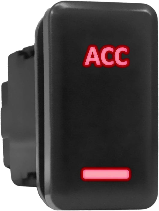 ACC - Tall Push Switch with Backlit Symbol Compatible with Toyota ON-OFF with Connector Wire Kit - Size 0.83 x 1.54 x 2.3 inches