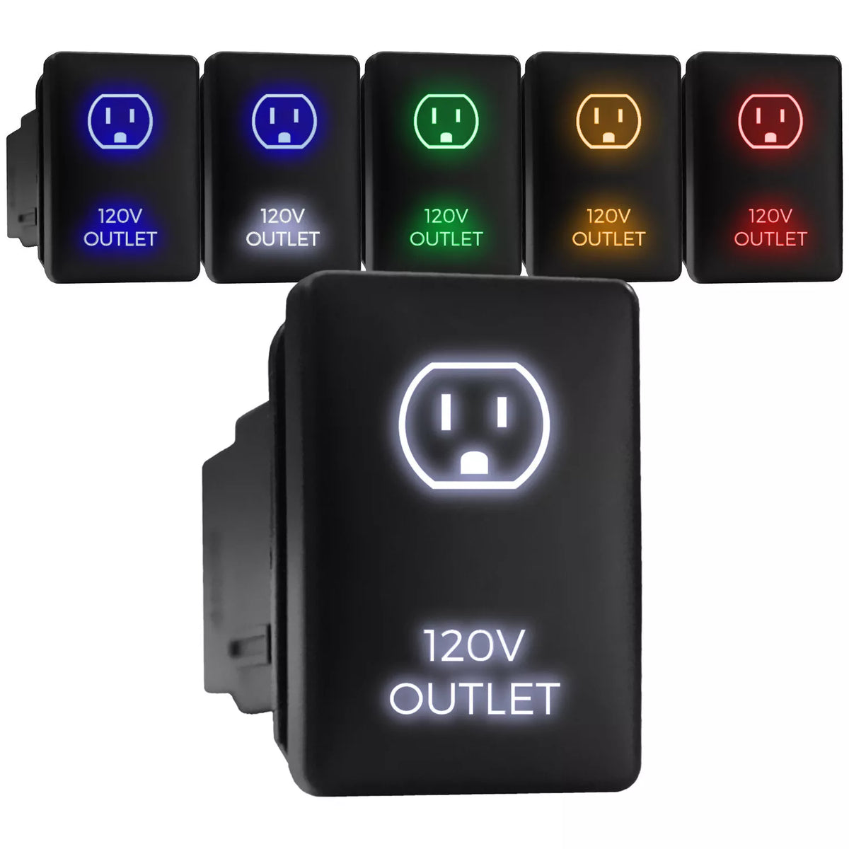 120V OUTLET - Short Push Switch with Backlit Symbol Compatible with To ...